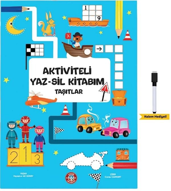 Çocuk Akademi Aktiviteli Yaz-Sil Kitabım - Taşıtlar Çocuk Akademi