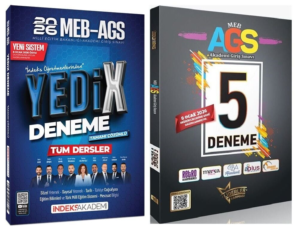 YENİ AGS - İndeks + Liderler Karması 2026 MEB-AGS Tüm Dersler YediX 7+5 Deneme 2 li Set İndeks Akademi + Liderler Karması Yayıncılık