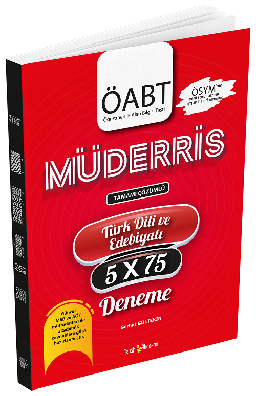 SÜPER FİYAT - Tercih Akademi ÖABT Türk Dili ve Edebiyatı Müderris 5x75 Deneme Çözümlü Tercih Akademi Yayınları
