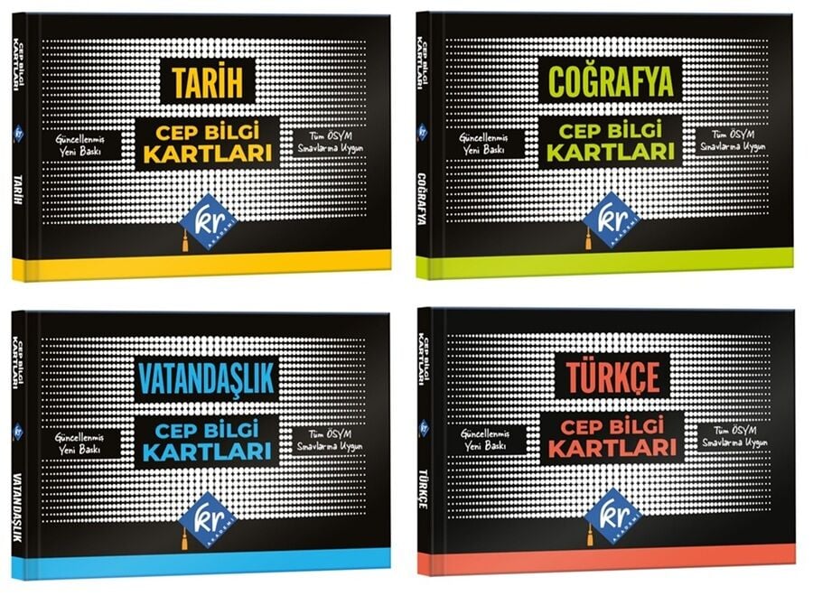 KR Akademi KPSS Türkçe+Tarih+Coğrafya+Vatandaşlık Cep Bilgi Kartları 4 lü Set KR Akademi