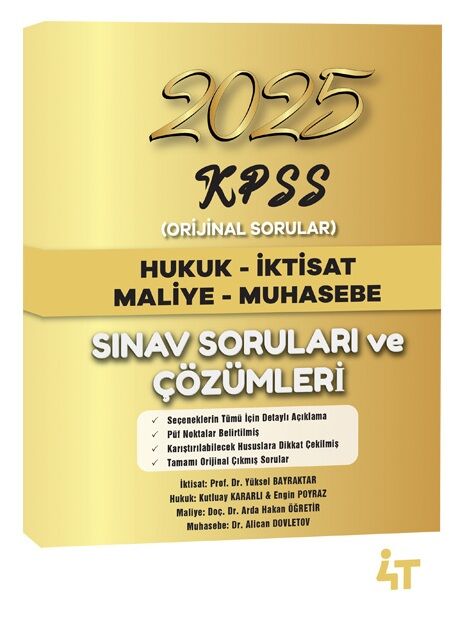4T Yayınları 2025 KPSS A Grubu Sınavı Orijinal Çıkmış Sınav Soruları Çözümlü 4T Yayınları