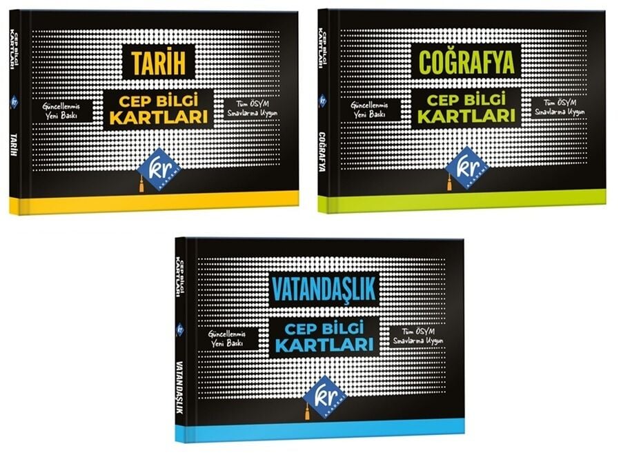 KR Akademi KPSS Tarih+Coğrafya+Vatandaşlık Cep Bilgi Kartları 3 lü Set KR Akademi
