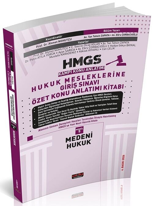 Savaş 2026 HMGS Kampı Medeni Hukuk Özet Konu Anlatımı 4. Baskı - Tan Tahsin Zapata Savaş Yayınları