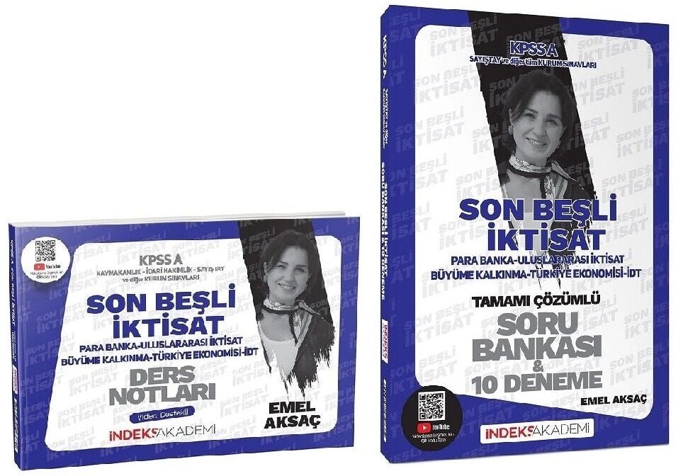 İndeks Akademi 2025 KPSS A Grubu Son Beşli İktisat Video Ders Notları + Soru Bankası 2 li Set - Emel Aksaç İndeks Akademi Yayıncılık
