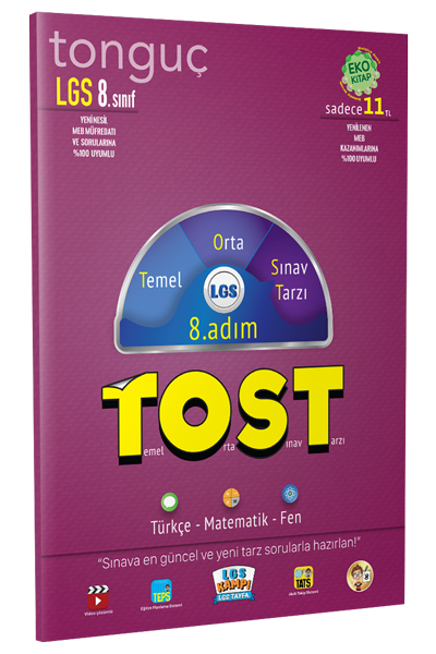 Tonguç Akademi 8. Sınıf LGS TOST 8. Adım Türkçe-Matematik-Fen Eko Kitap Tonguç Akademi
