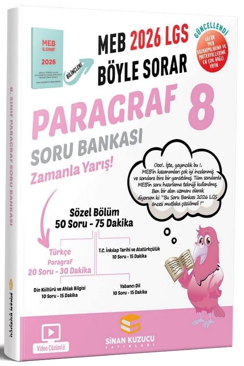 Sinan Kuzucu 2026 8. Sınıf LGS Paragraf Soru Bankası Çözümlü Sinan Kuzucu Yayınları