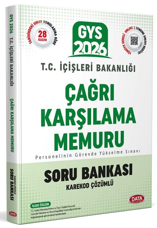 Data 2026 GYS İçişleri Bakanlığı Çağrı Karşılama Memuru Soru Bankası Çözümlü Görevde Yükselme Data Yayınları