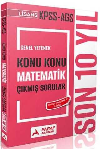 Paraf Akademi 2026 KPSS MEB-AGS Lisans Matematik Çıkmış Sorular Son 10 Yıl Konu Konu Çözümlü Paraf Akademi Yayınları