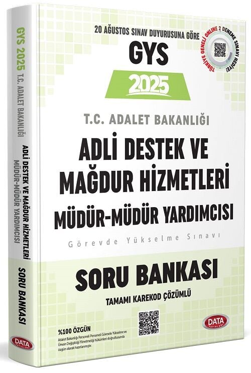 Data 2025 GYS Adalet Bakanlığı Adli Destek ve Mağdur Hizmetleri Müdür-Müdür Yardımcısı Soru Bankası Çözümlü Görevde Yükselme Data Yayınları