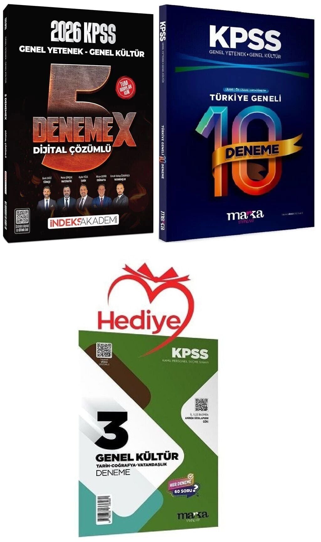 HEDİYELİ - İndeks + Marka 2026 KPSS Genel Yetenek Genel Kültür 5+10 DenemeX 2 li Set İndeks Akademi + Marka Yayıncılık