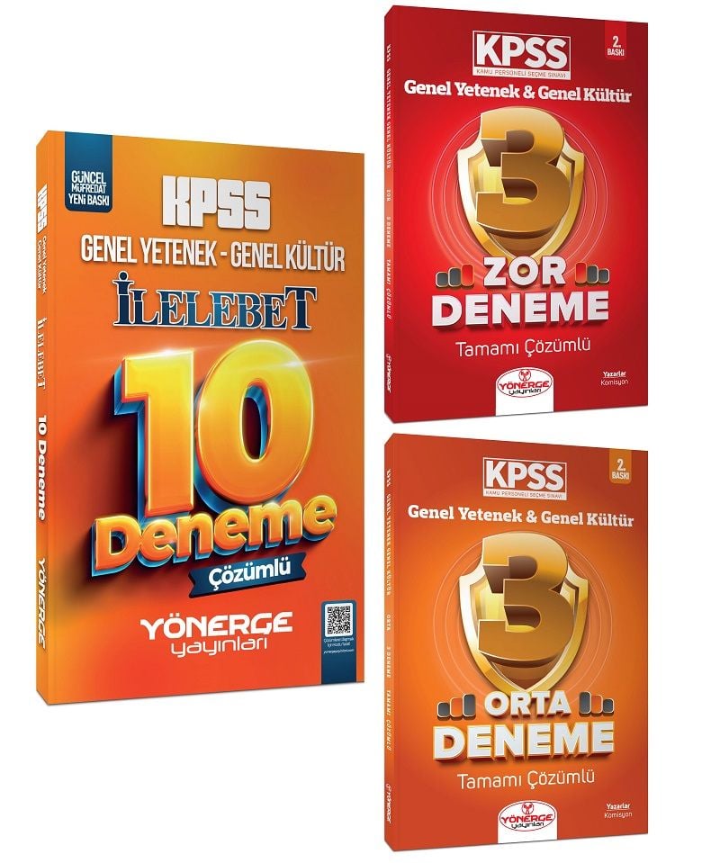 SÜPER FİYAT - Yönerge KPSS Genel Yetenek Genel Kültür 10+3+3 Deneme 3 lü Set Yönerge Yayınları