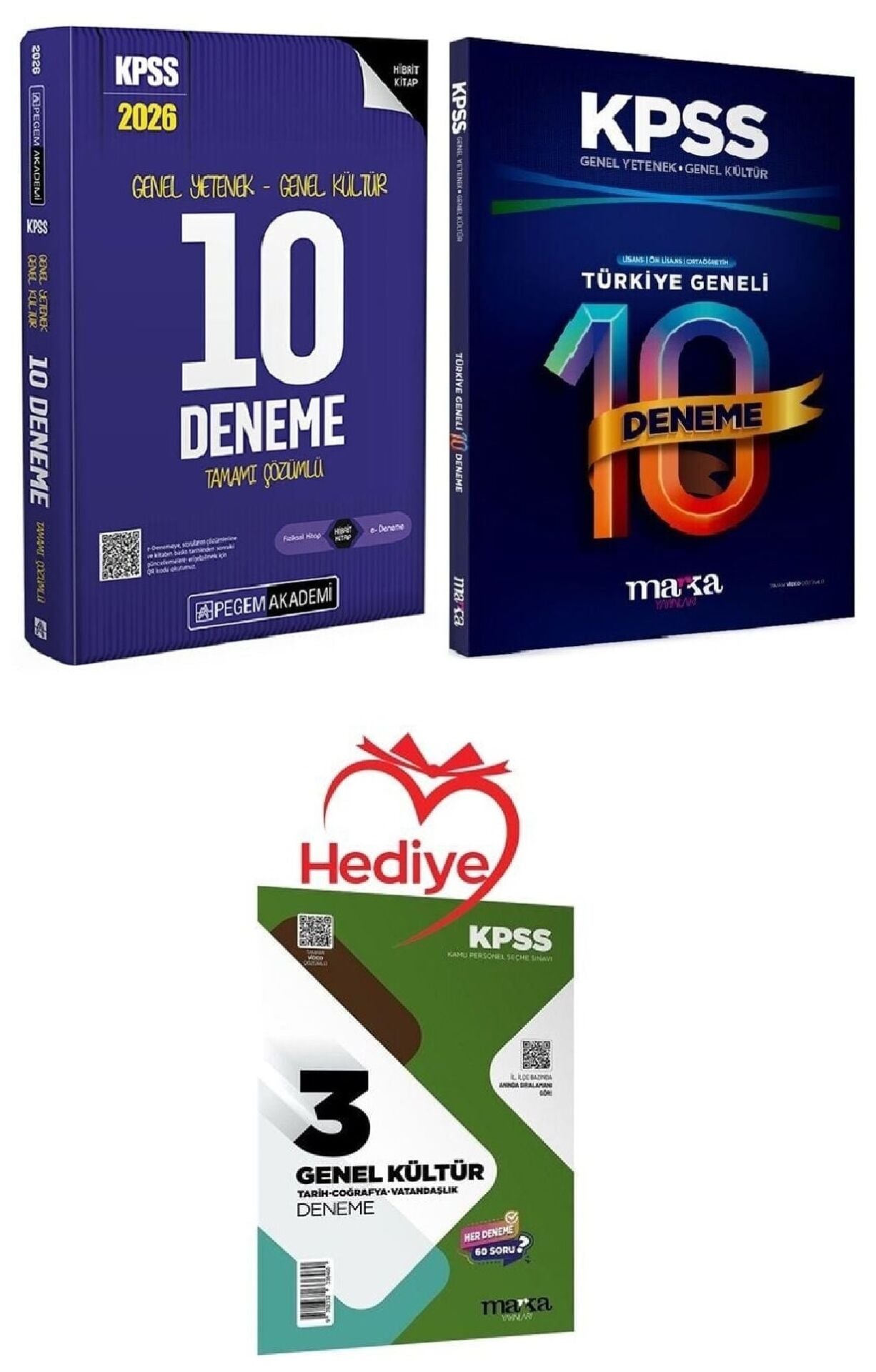 HEDİYELİ - Pegem + Marka 2026 KPSS Genel Yetenek Genel Kültür 10+10 Deneme 2 li Set Pegem Akademi + Marka Yayınları