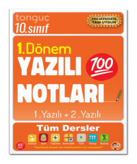 Tonguç  10. Sınıf Tüm Dersler 1. Dönem 1. Yazılı ve 2. Yazılı Notları Tonguç Akademi