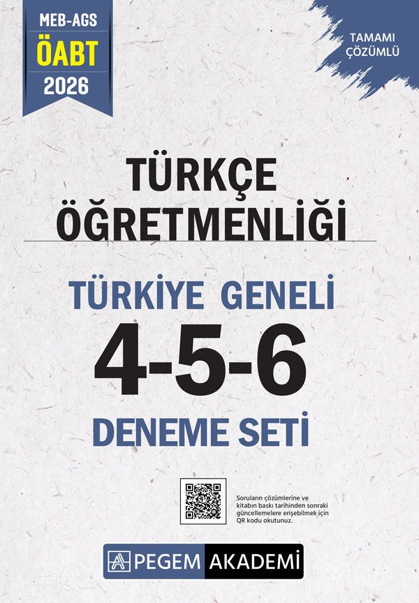 Pegem 2026 ÖABT MEB-AGS Türkçe Öğretmenliği Türkiye Geneli 3 Deneme (4-5-6) Pegem Akademi Yayınları