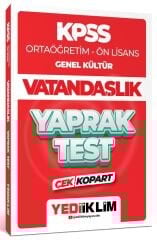 SÜPER FİYAT - Yediiklim 2024 KPSS Lise Ortaöğretim Ön Lisans Vatandaşlık Yaprak Test Çek Kopart Yediiklim Yayınları