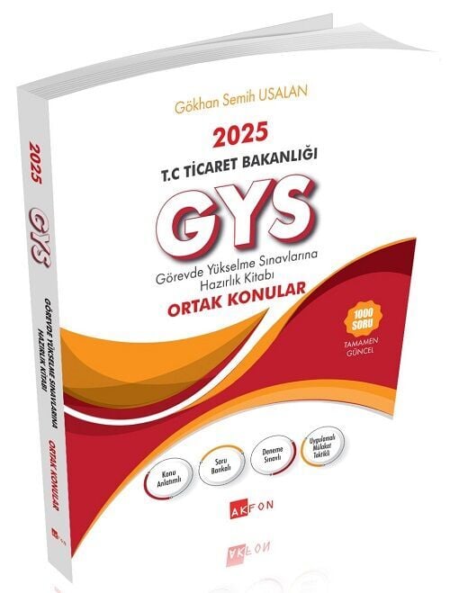 Akfon 2025 GYS Ticaret Bakanlığı Ortak Konular Konu Anlatımlı Hazırlık Kitabı Görevde Yükselme - Gökhan Semih Usalan Akfon Yayınları