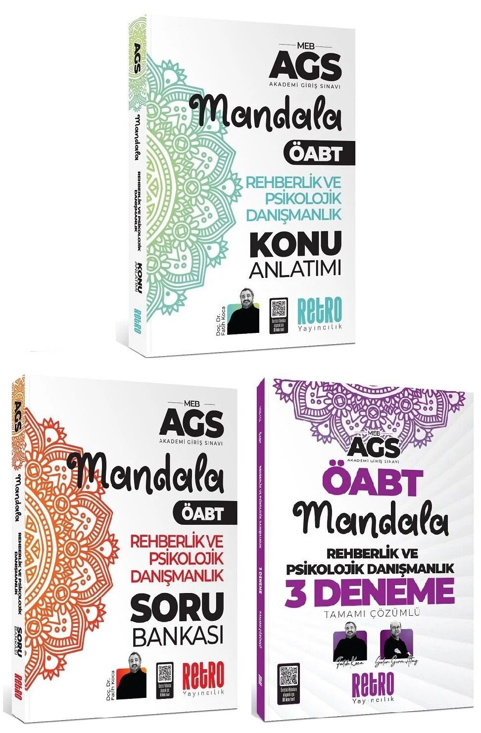 Retro 2025 ÖABT MEB-AGS Rehberlik ve Psikolojik Danışmanlık Mandala Konu + Soru Bankası + 3 Deneme 3 lü Set - Fatih Koca, Selim Sırrı Atay Retro Yayıncılık