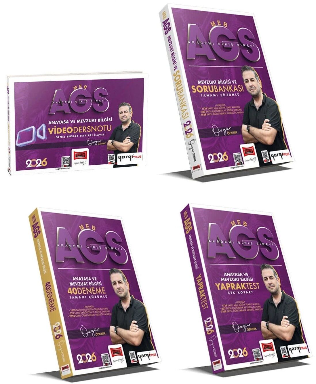 Yargı 2026 MEB-AGS Anayasa ve Mevzuat Bilgisi Video Ders Notu + Soru Bankası + 40 Deneme + Yaprak Test 4 lü Set - Özgür Özkınık Yargı Yayınları