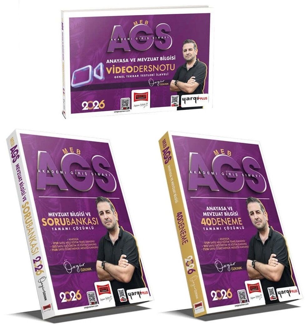 Yargı 2026 MEB-AGS Anayasa ve Mevzuat Bilgisi Video Ders Notu + Soru Bankası + 40 Deneme 3 lü Set - Özgür Özkınık Yargı Yayınları