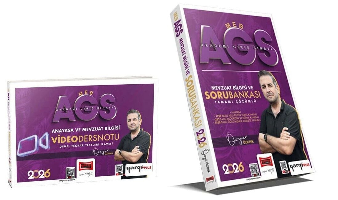 Yargı 2026 MEB-AGS Anayasa ve Mevzuat Bilgisi Video Ders Notu + Soru Bankası 2 li Set - Özgür Özkınık Yargı Yayınları