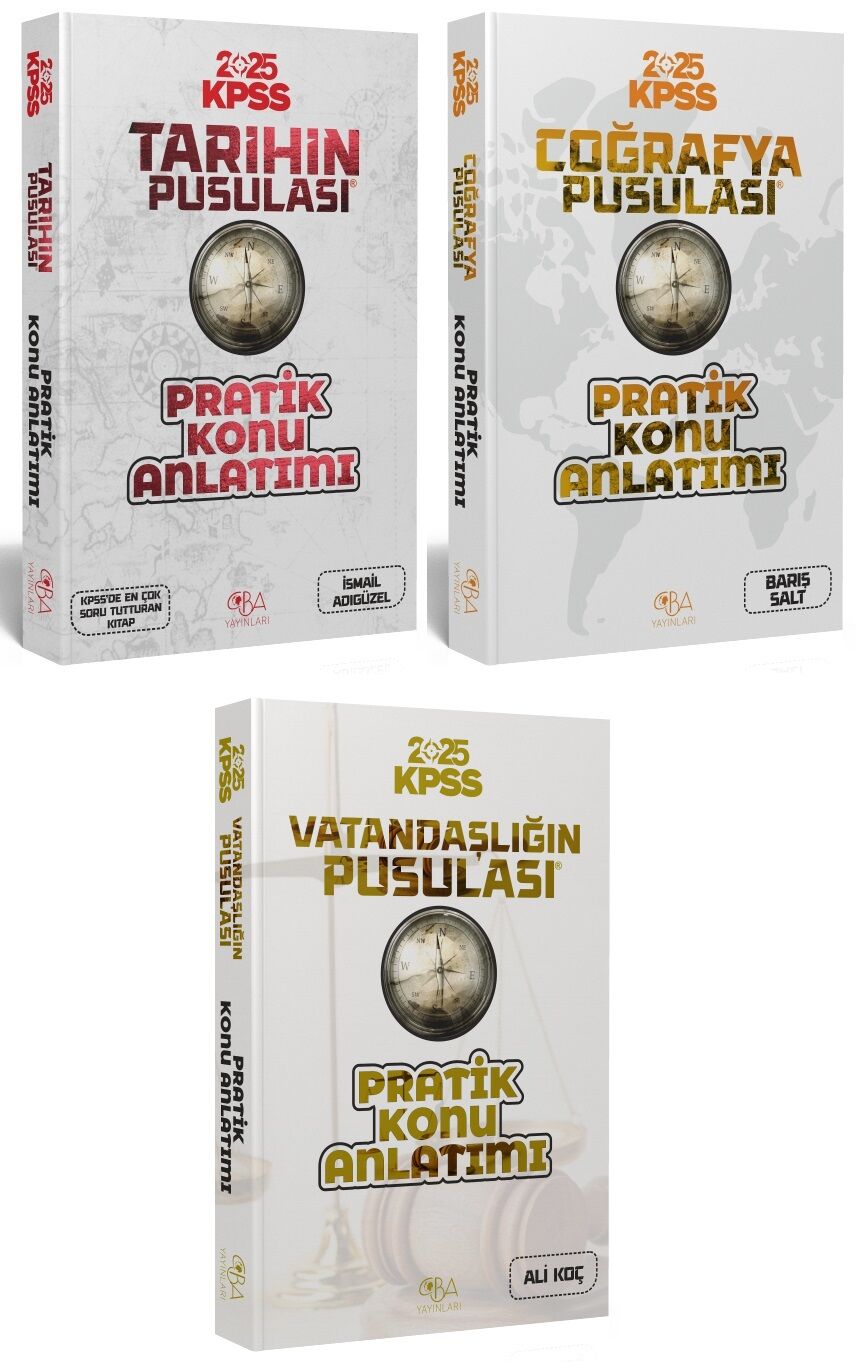 SÜPER FİYAT - CBA Yayınları 2025 KPSS Tarih+Coğrafya+Vatandaşlık Pusulası Pratik Konu 3 lü Set CBA Yayınları