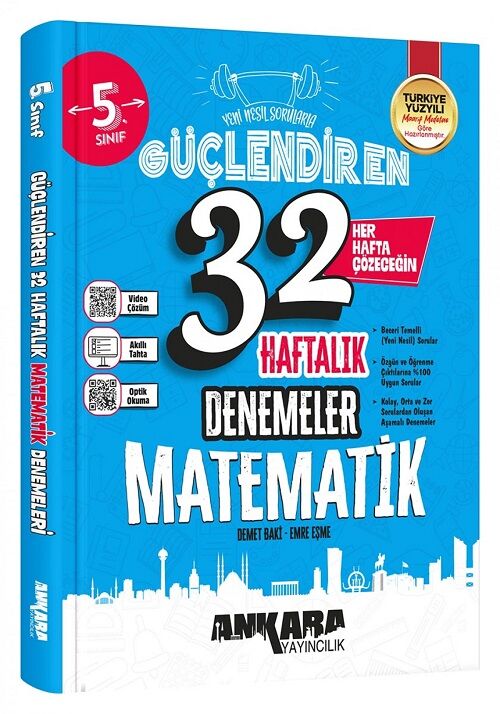 Ankara Yayıncılık 5. Sınıf Matematik Güçlendiren Maarif Modeli 32 Haftalık Kazanım Denemeler Ankara Yayıncılık