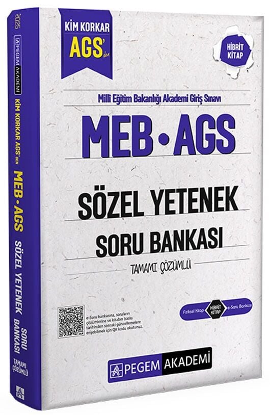 Pegem 2025 MEB-AGS Sözel Yetenek Kim Korkar Soru Bankası Çözümlü Pegem Akademi Yayınları