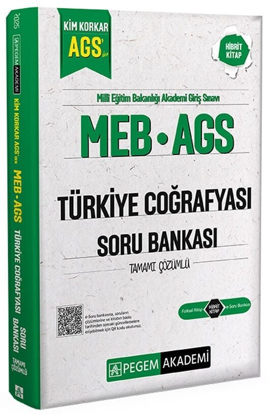 Pegem 2025 MEB-AGS Türkiye Coğrafyası Kim Korkar Soru Bankası Çözümlü Pegem Akademi Yayınları