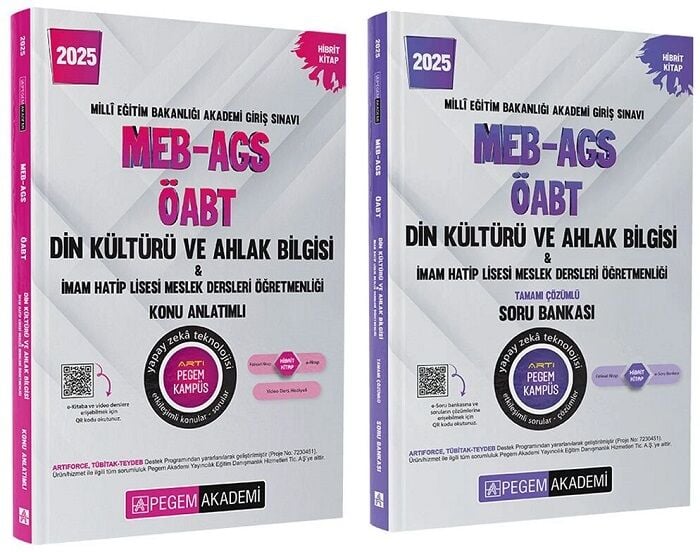 Pegem 2025 ÖABT MEB-AGS Din Kültürü Ahlak Bilgisi Öğretmenliği Konu Anlatımlı + Soru Bankası 2 li Set Pegem Akademi Yayınları