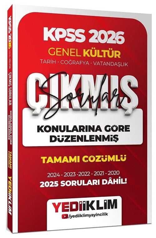 Yediiklim 2026 KPSS Genel Kültür Tarih-Coğrafya-Vatandaşlık Çıkmış Sorular Son 6 Yıl Konularına Göre Çözümlü Yediiklim Yayınları