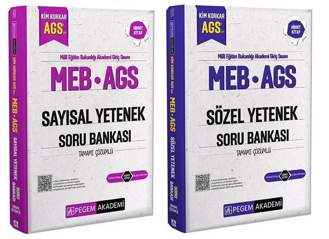 Pegem 2025 MEB-AGS Sayısal + Sözel Yetenek Kim Korkar Soru Bankası 2 li Set Pegem Akademi Yayınları