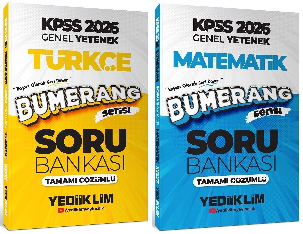 Yediiklim 2026 KPSS Türkçe + Matematik Bumerang Soru Bankası 2 li Set Yediiklim Yayınları