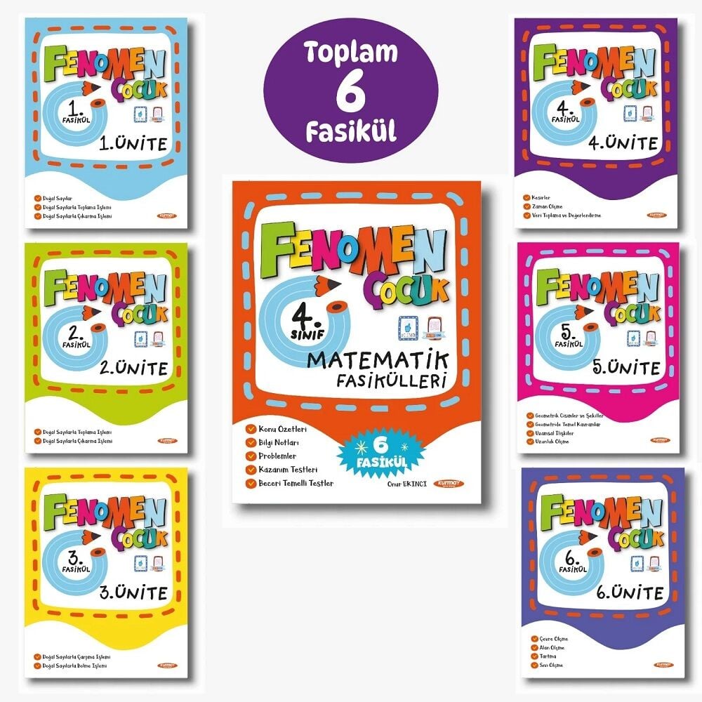 Kurmay ELT 4. Sınıf  Matematik Fenomen Çocuk 6 lı Fasikül Kurmay ELT Yayınları
