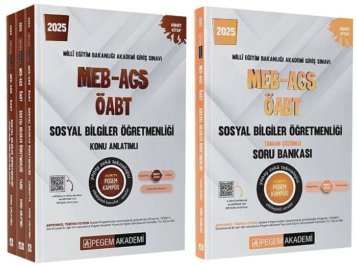 Pegem 2025 ÖABT MEB-AGS Sosyal Bilgiler Öğretmenliği Konu Anlatımlı + Soru Bankası 2 li Set Pegem Akademi Yayınları