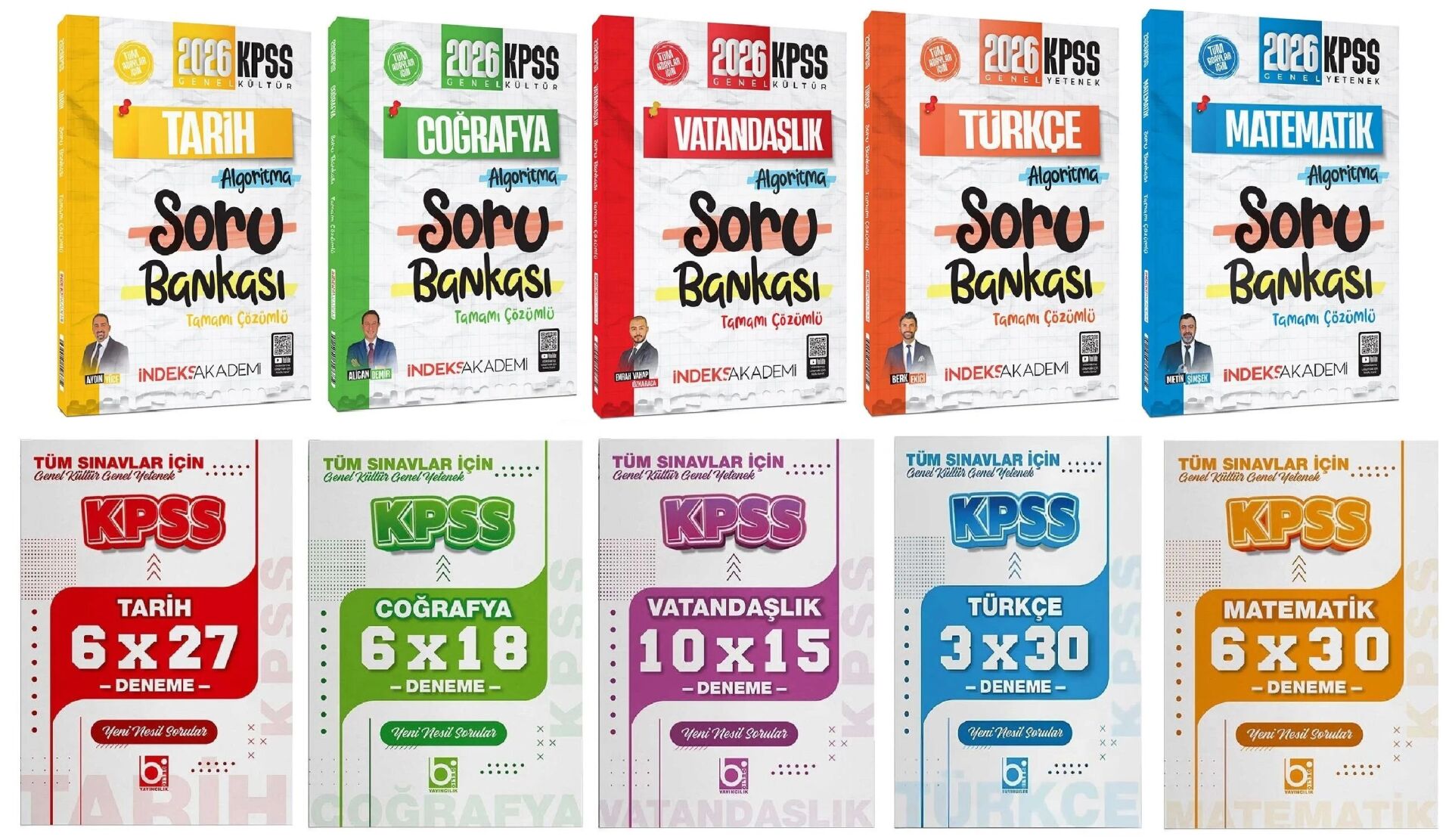 İndeks + Bigelio 2026 KPSS Genel Yetenek Genel Kültür Algoritma Soru Bankası + 31 Deneme 10 lu Set İndeks Akademi + Bigelio Yayıncılık