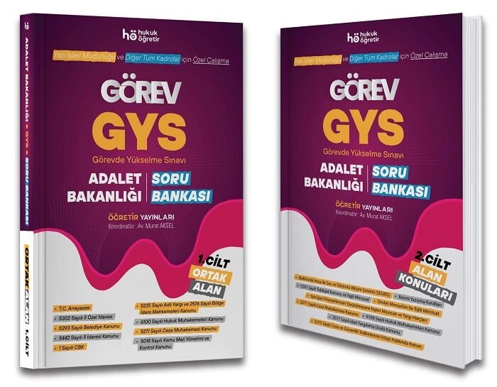 Öğretir GYS Adalet Bakanlığı Görev Ortak Alan Soru Bankası 2 Cilt Görevde Yükselme Öğretir Yayınları