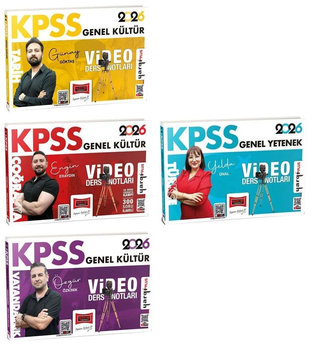 Yargı 2026 KPSS Tarih + Coğrafya + Vatandaşlık + Türkçe Video Ders Notları 4 lü Set Yargı Yayınları