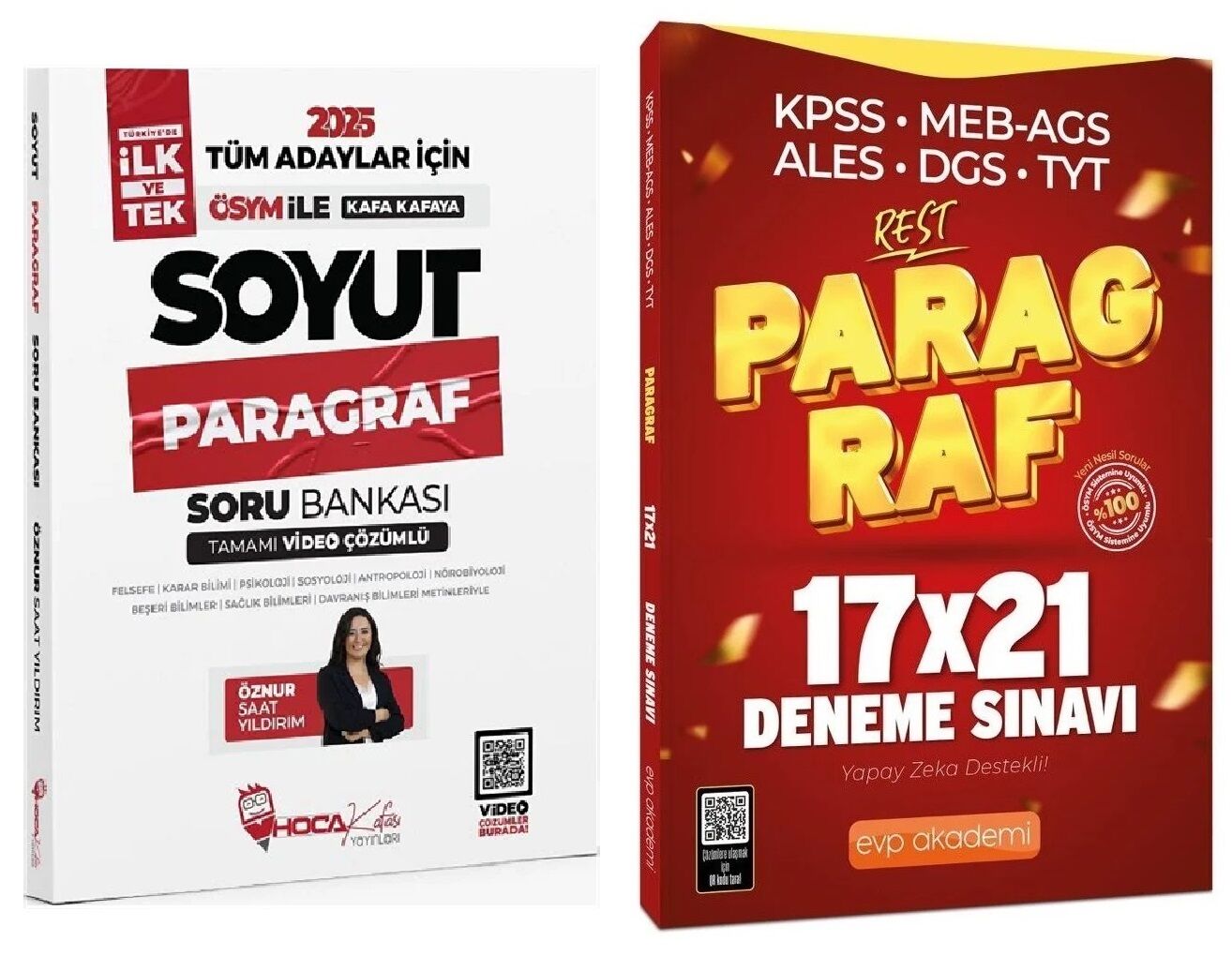 Hoca Kafası + EVP Akademi 2025 KPSS TYT ALES DGS Soyut Paragraf Soru Bankası + 21 Deneme 2 li Set - Öznur Saat Yıldırım Hoca Kafası + EVP Akademi Yayınları