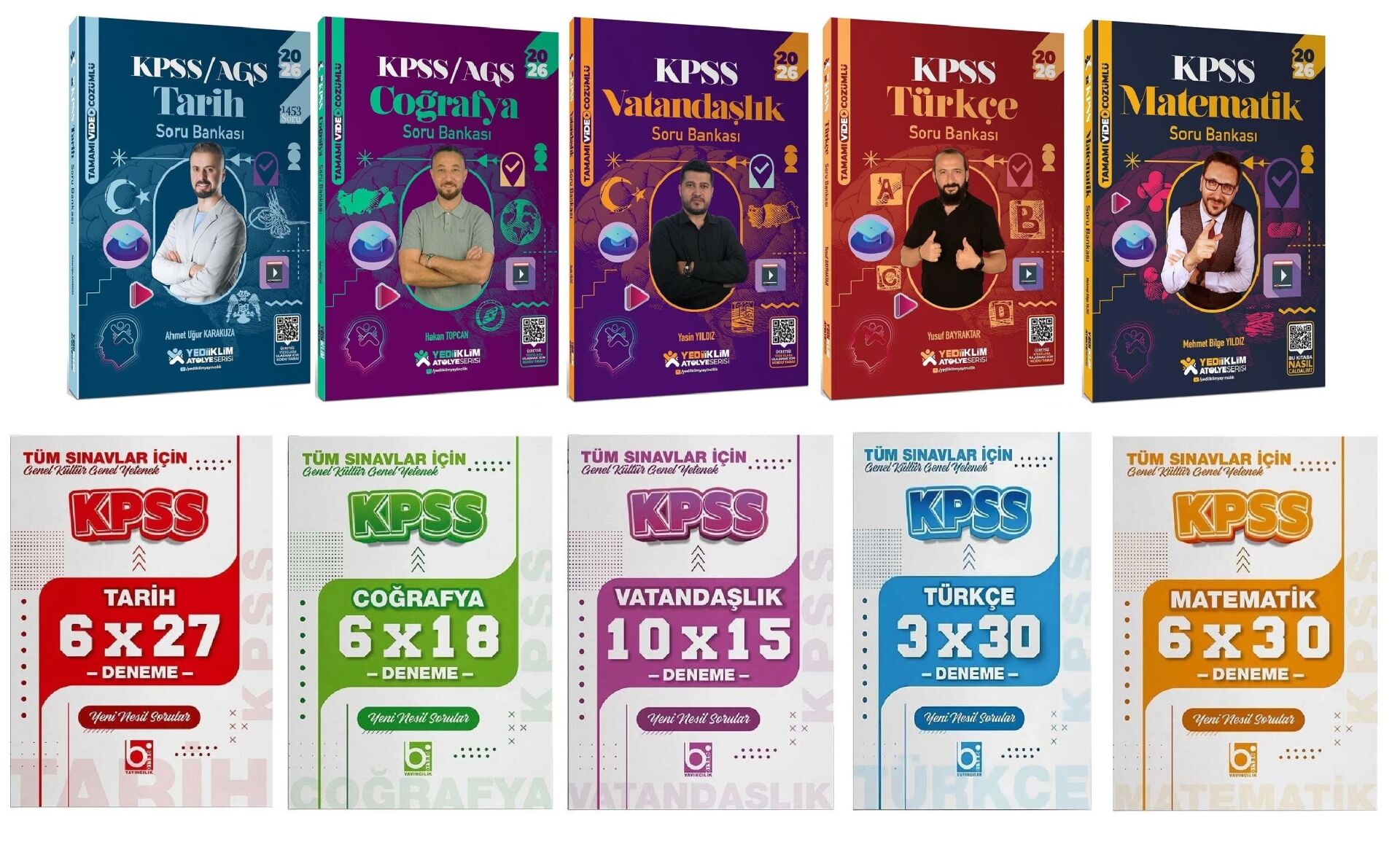 Yediiklim + Bigelio 2026 KPSS Genel Yetenek Genel Kültür Atölye Soru Bankası + 31 Deneme 10 lu Set Yediiklim + Bigelio Yayınları