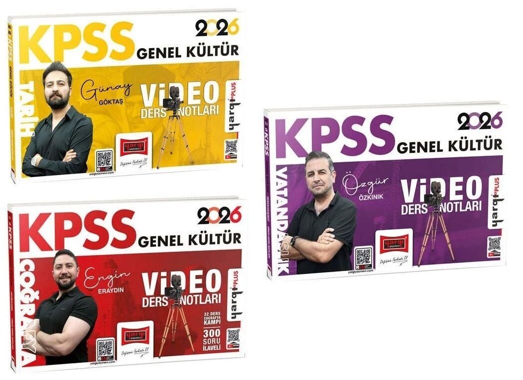 Yargı 2026 KPSS Tarih + Coğrafya + Vatandaşlık Video Ders Notları 3 lü Set Yargı Yayınları