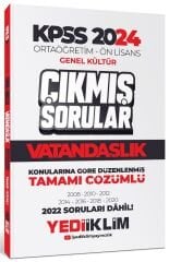 SÜPER FİYAT - Yediiklim 2024 KPSS Lise Ortaöğretim Ön Lisans Vatandaşlık Çıkmış Sorular Konularına Göre Çözümlü Yediiklim Yayınları
