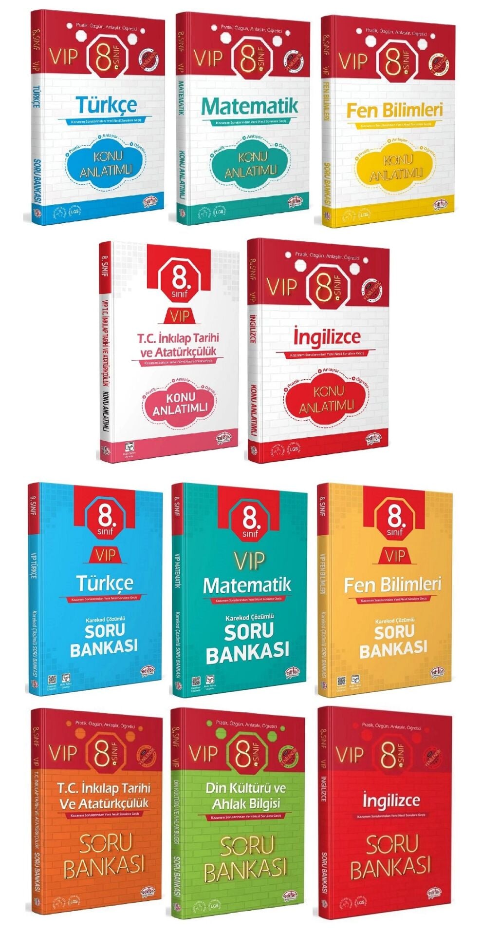 Editör 8. Sınıf VIP Tüm Dersler Konu Anlatımı + Soru Bankası 11 li Set Editör Yayınları