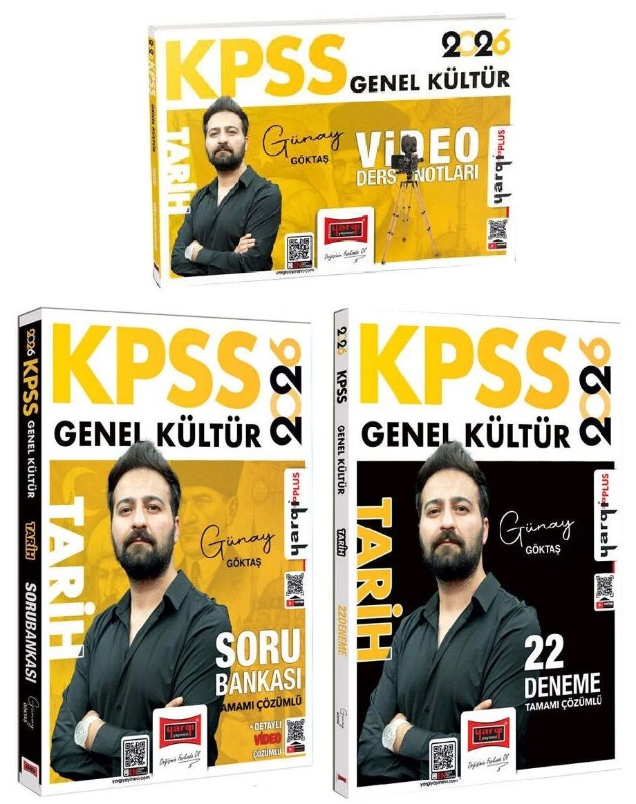 Yargı 2026 KPSS Tarih Video Ders Notları + Soru Bankası + 22 Deneme 3 lü Set - Günay Göktaş Yargı Yayınları