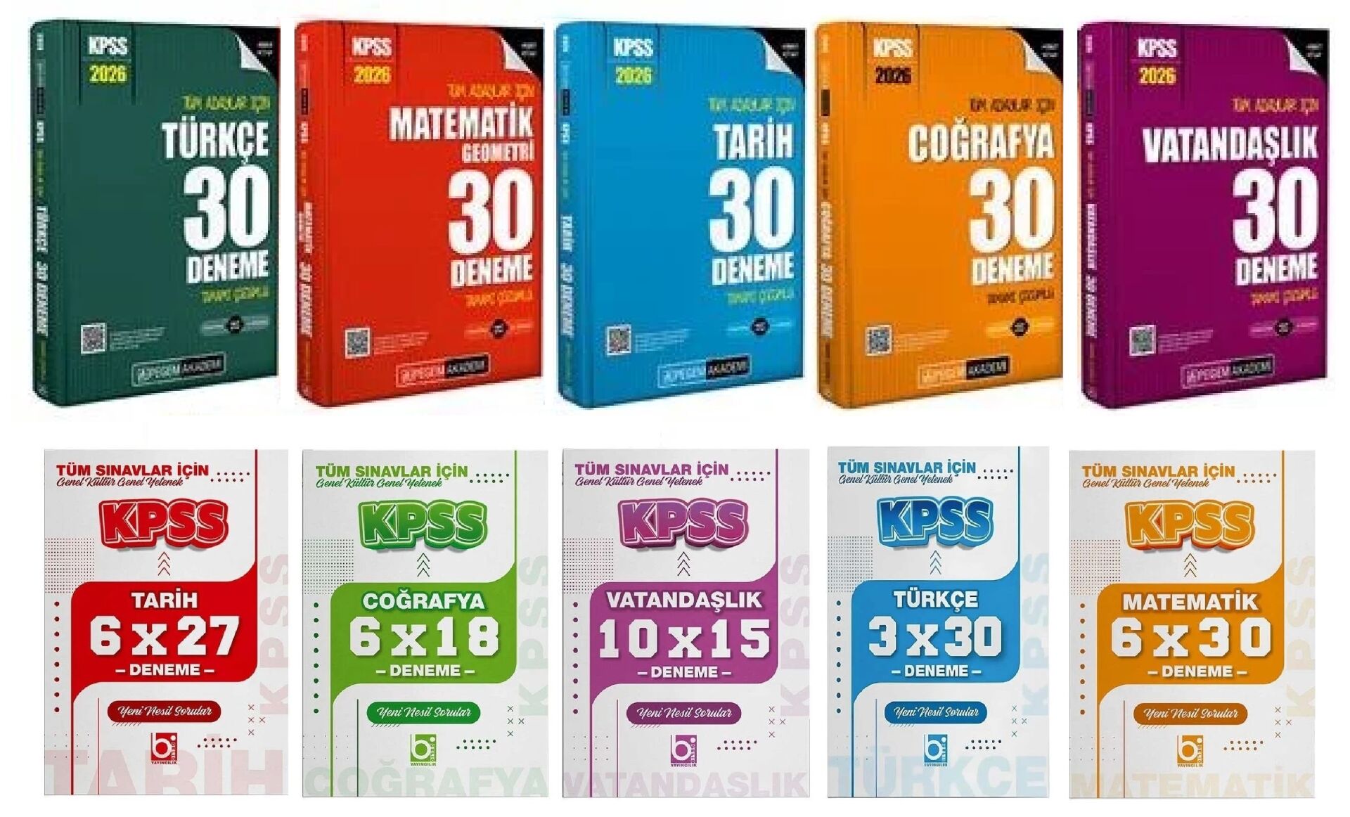 Pegem + Bigelio 2026 KPSS Genel Yetenek Genel Kültür 180+31 Deneme 10 lu Set Pegem Akademi + Bigelio Yayınları