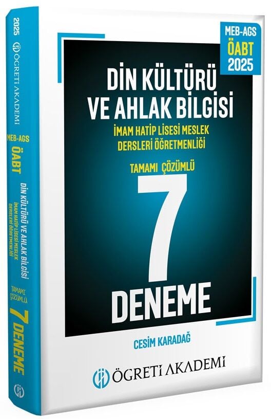 Öğreti 2025 ÖABT MEB-AGS Din Kültürü ve Ahlak Bilgisi Öğretmenliği 7 Deneme Çözümlü Öğreti Akademi