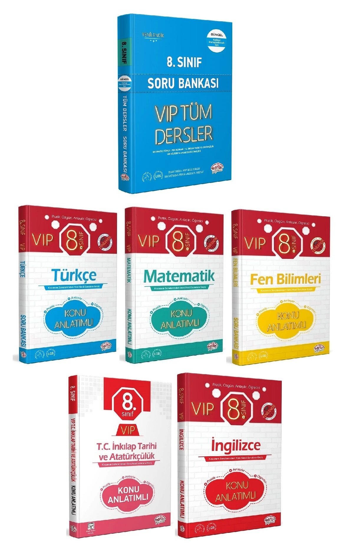 Editör 8. Sınıf VIP Tüm Dersler Konu Anlatımı + Soru Bankası 6 lı Set Editör Yayınları