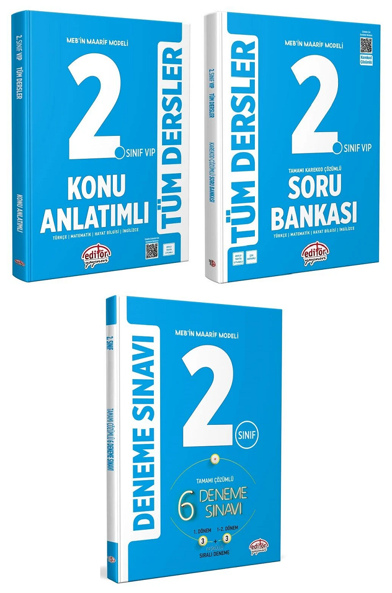 Editör 2. Sınıf VIP Tüm Dersler Konu Anlatımlı + Soru Bankası + Deneme 3 lü Set Editör Yayınları