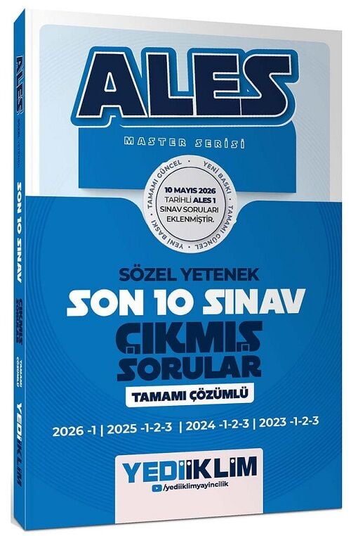 Yediiklim 2026 ALES Master Sözel Yetenek Çıkmış Sorular Son 10 Sınav Çözümlü Yediiklim Yayınları
