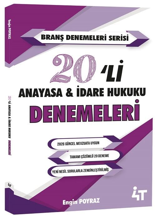 4T Yayınları KPSS A Grubu HMGS Hakimlik Anayasa Hukuku ve İdare Hukuku 20 Deneme Çözümlü - Engin Poyraz 4T Yayınları