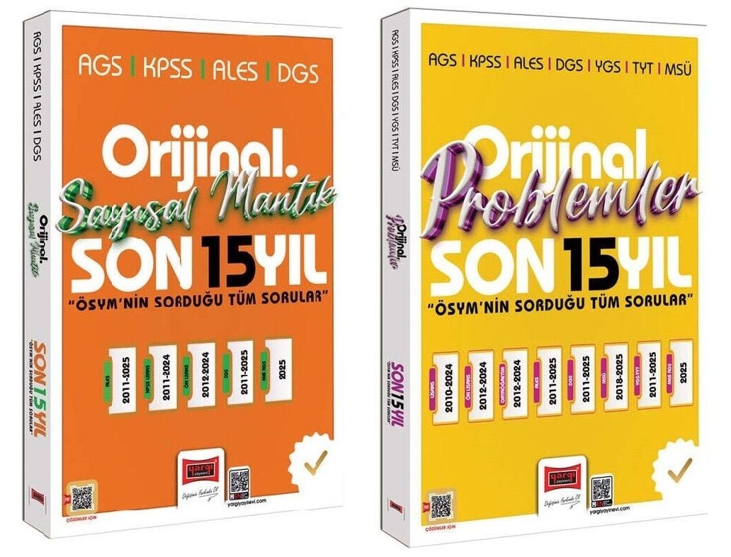 Yargı 2026 KPSS MEB-AGS ALES DGS Sayısal Mantık + Problemler Orijinal Çıkmış Sorular Son 15 Yıl 2 li Set Yargı Yayınları
